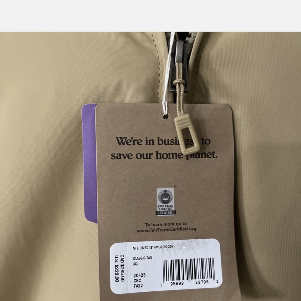 NWT Patagonia Lined Isthmus Hoodie bomber Jacket Mens XL Tan Brown khaki - Picture 5 of 9